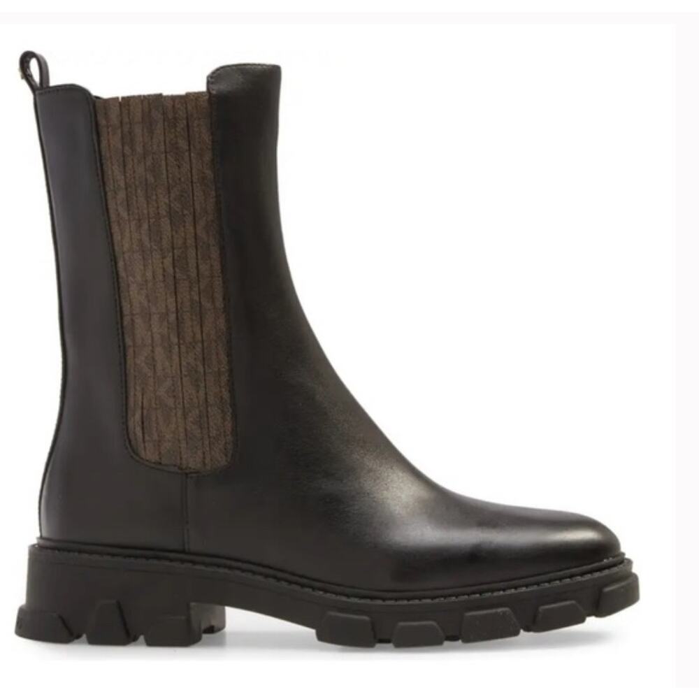 Michael Kors Leather Boots Black Lug Sole Pull-On Women’s 6 NWOB - Picture 3 of 9